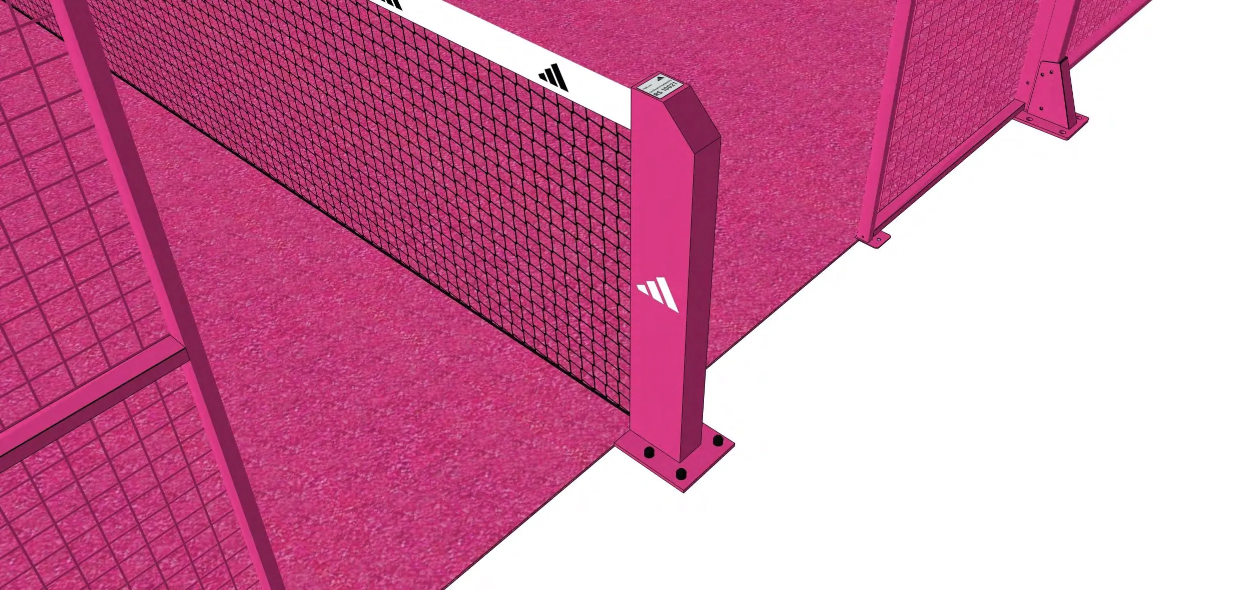 Netzpfosten und pinker Kunstrasen am adidas PANOARENA 180 in Full Pink